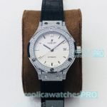 HB Factory Swiss Replica Hublot Classic Fusion White Dial Diamond Bezel Watch 38MM